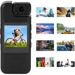 Portable Camera Video Recorder, 4K HD Video Camera with 1.54 Screen, Movement Detection, Loop Recording, 180° Rotatable Lens for Home, Outdoor, Law Enforcement, Security Guard