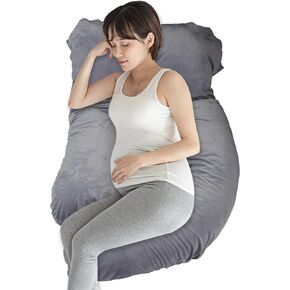 J-Shape Pregnancy Pillows, 55 Inch Maternity Full Body Pillow with Washable Velvet Cover, Nursing Support Pillow, Support for Back, HIPS, Legs, Belly for Pregnant Women Side Sleeping
