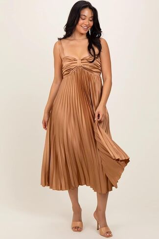 V Neck Satin Dress Maternity Long Bow Midi Dresses Pleated Vestido De Maternidad DI266 in Saudi Arabia