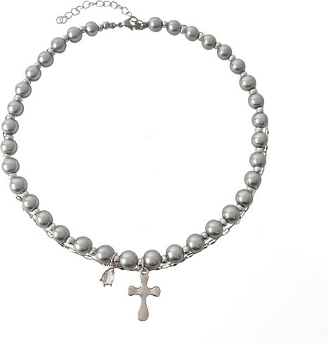 Buyongwant Cross Necklace Y2k Irregular Double layered Layered Diamond Set Zircon Trend Hip Hop Fashion Vintage Pendant Black in Saudi Arabia
