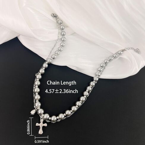 Buyongwant Cross Necklace Y2k Irregular Double layered Layered Diamond Set Zircon Trend Hip Hop Fashion Vintage Pendant Black in Saudi Arabia