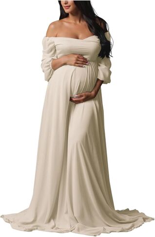 فستان الأمومة السبع لالتقاط الصور الطويلة شيفون فساتين الحمل الأنيقة in Kuwait