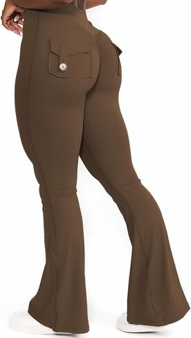 CHANGEZOE Womens Flap Pockets Leggings Scrunch Butt Cross Waist Workout Cargo Leggings in Kuwait