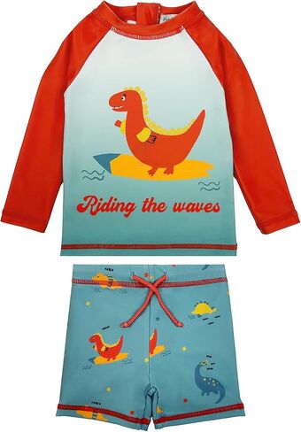 weVSwe Baby Swimsuit Boy UPF 50+ Rash Guard Shirt Trunk Set UV Protection Bathing Suit 0-6 Years in Kuwait