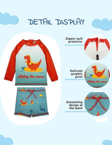 weVSwe Baby Swimsuit Boy UPF 50+ Rash Guard Shirt Trunk Set UV Protection Bathing Suit 0-6 Years in Kuwait