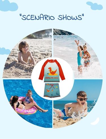 weVSwe Baby Swimsuit Boy UPF 50+ Rash Guard Shirt Trunk Set UV Protection Bathing Suit 0-6 Years in Kuwait