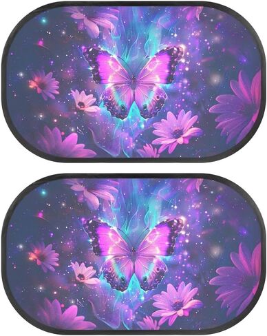 Bulopur Purple Butterfly 2 Pack Car Window Shades for Side Window UV Protection Breathable Sun Protection and Sun Shade Blocker Car Shades Back Windows Baby Cute Design in Saudi Arabia