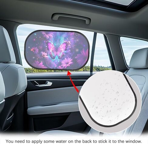 Bulopur Purple Butterfly 2 Pack Car Window Shades for Side Window UV Protection Breathable Sun Protection and Sun Shade Blocker Car Shades Back Windows Baby Cute Design in Saudi Arabia