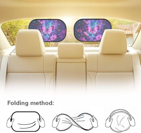 Bulopur Purple Butterfly 2 Pack Car Window Shades for Side Window UV Protection Breathable Sun Protection and Sun Shade Blocker Car Shades Back Windows Baby Cute Design in Saudi Arabia