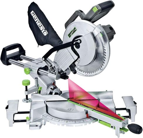 Genesis GMSDR1015LC 15 AMP 10 "منشار مركب منزلق مع ضوء الليزر ، والفرامل الكهربائية ، وقفل المغزل ، وحقيبة الغبار ، وأجنحة التمديد ، وشفرة كربيد 60T in Kuwait