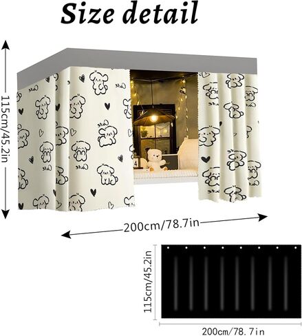 Cute Bottom Bunk Bed Curtain Student Dormitory Blackout Cloth Mosquito Nets Bedding Tent Bed Canopy Single Sleeper, Puppy in Saudi Arabia