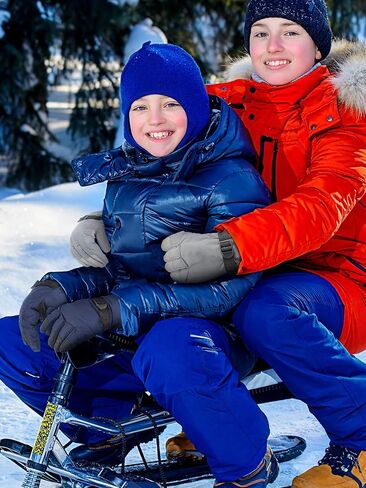 2 Pairs Kids Snow Gloves Waterproof Winter Ski Gloves Warm Unisex Gloves with Hook and Loop in Kuwait