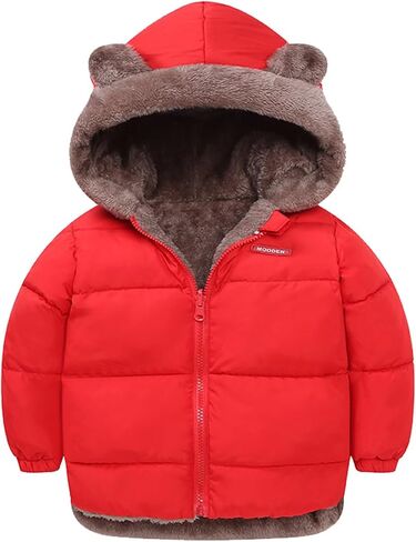 Winter Down Coats for Kids Baby Boys Girls Light Puffer Padded Jacket Bear Hoods Infant Outerwear 3D in Kuwait