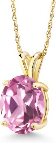 Gem Stone King 14K Yellow Gold Pendant with Chain 2.80 Ct Oval Red Garnet in Saudi Arabia