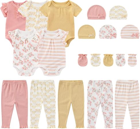 Newborn Layette Gift Set 20-Piece Cotton Baby Boy Girl Clothes Essentials and Accessories in Saudi Arabia
