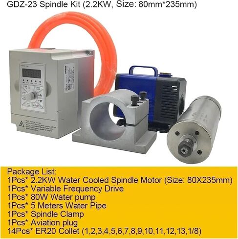 Water Cooled Spindle 800W 1.5KW 2.2KW(3.2KW 105X265mm ER20) in Saudi Arabia