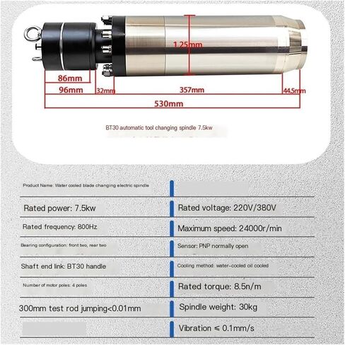 BT30/ISO20 Automatic Tool Changer Spindle 2.2kw3.5KW Three-axis Five-axis Automation high-Speed Motor(7.5kw 125mm Large Torque) in Kuwait