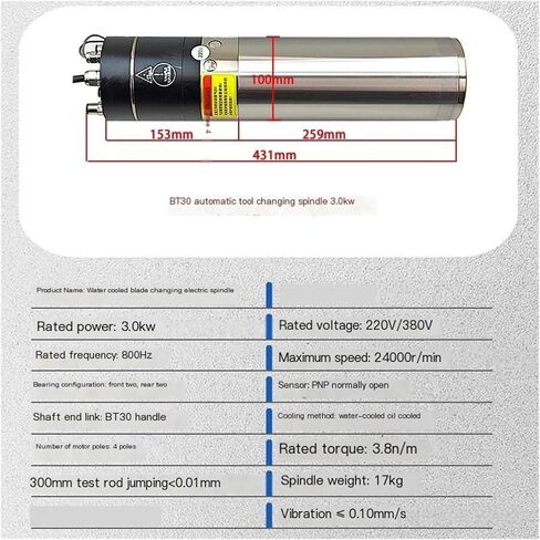 BT30/ISO20 Automatic Tool Changer Spindle 2.2kw3.5KW Three-axis Five-axis Automation high-Speed Motor(7.5kw 125mm Large Torque) in Kuwait