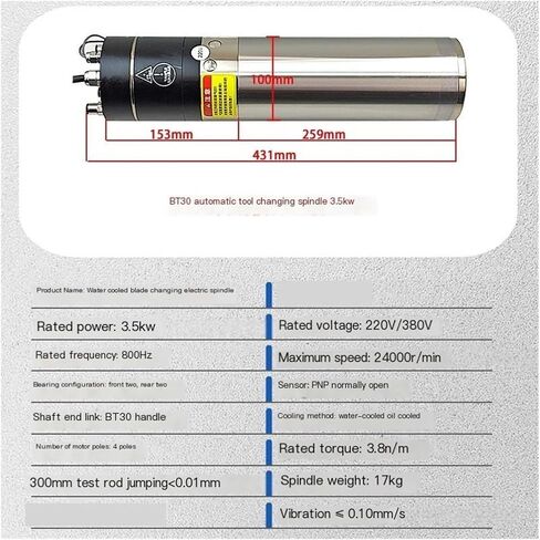 BT30/ISO20 Automatic Tool Changer Spindle 2.2kw3.5KW Three-axis Five-axis Automation high-Speed Motor(7.5kw 125mm Large Torque) in Kuwait