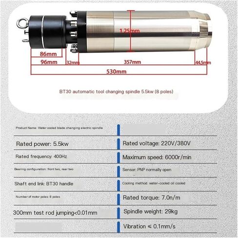 BT30/ISO20 Automatic Tool Changer Spindle 2.2kw3.5KW Three-axis Five-axis Automation high-Speed Motor(7.5kw 125mm Large Torque) in Kuwait