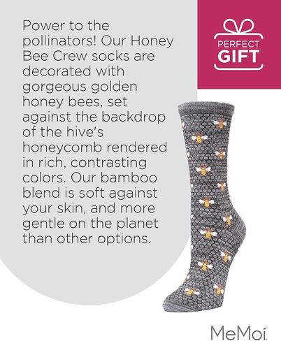 MeMoi Honey Bee Bamboo Blend Crew Socks in Kuwait