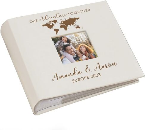 Personalized Photo Album, Custom Engraved Picture Album, Holds 200 4" x 6" Photos, Leatherette and Laser Engraved Scrapbook, Welcome Baby in Kuwait