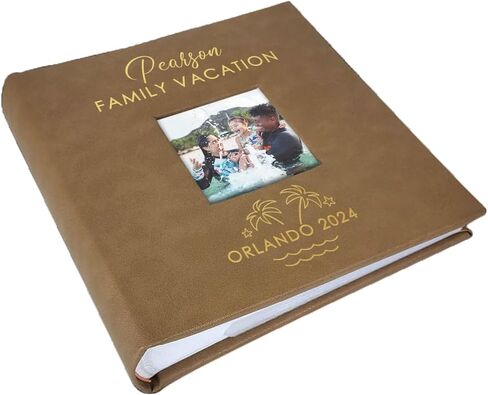 Personalized Photo Album, Custom Engraved Picture Album, Holds 200 4" x 6" Photos, Leatherette and Laser Engraved Scrapbook, Welcome Baby in Kuwait