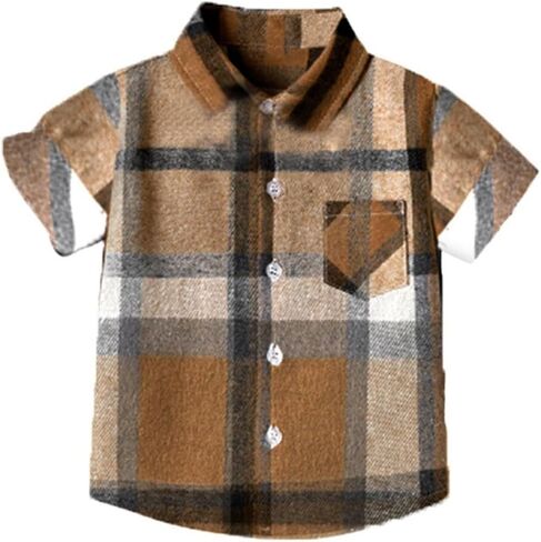 Toddler Baby Boys Classic Plaid Flannel shirt Short sleeve button down shirts Top Summer Casual Outwear Clothes in Saudi Arabia
