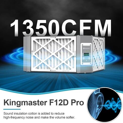 360° Woodshop Air Filtration System Woodworking - 1050/1350 CFM, Built-in Ionizer, with Strong Vortex Fan, Hanging Mode for Garage Works Shop, Shop Dust Collectors, Gray, Kingmaster F12D Pro in Saudi Arabia