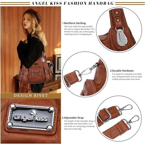 حقائب يد Angel Kiss للنساء من جلد البولي يوريثان الناعم حقائب هوبو كبيرة للسيدات بمقبض علوي حقيبة كتف بمقبض علوي in Kuwait