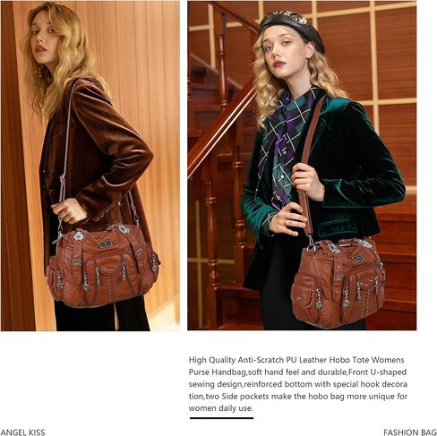 حقائب يد Angel Kiss للنساء من جلد البولي يوريثان الناعم حقائب هوبو كبيرة للسيدات بمقبض علوي حقيبة كتف بمقبض علوي in Kuwait