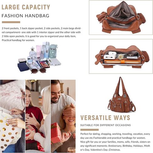 حقائب يد Angel Kiss للنساء من جلد البولي يوريثان الناعم حقائب هوبو كبيرة للسيدات بمقبض علوي حقيبة كتف بمقبض علوي in Kuwait