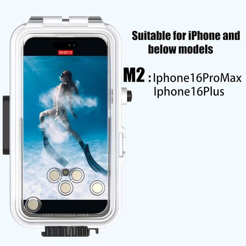 Waterproof Diving Case for iPhone 16 Pro Max/16 Plus, 131FT/40M Underwater Waterproof Photography Housing for Surfing Snorkeling Floating (M2) White in Saudi Arabia