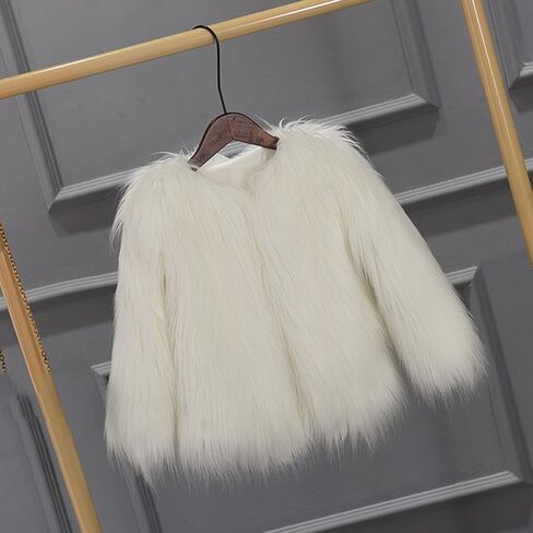 Girls Faux-Fu𝐫 Jacket Coat Toddler Baby Kids Autumn Winter Thicken Warm Fashion Cool Fuzzy Outwear in Kuwait