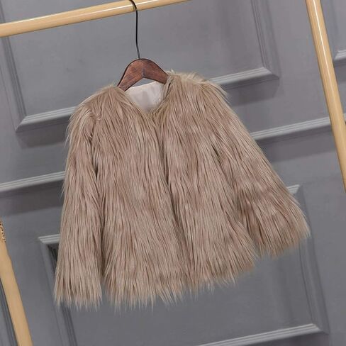 Girls Faux-Fu𝐫 Jacket Coat Toddler Baby Kids Autumn Winter Thicken Warm Fashion Cool Fuzzy Outwear in Kuwait