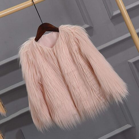 Girls Faux-Fu𝐫 Jacket Coat Toddler Baby Kids Autumn Winter Thicken Warm Fashion Cool Fuzzy Outwear in Kuwait