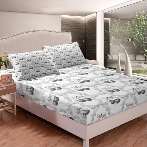 jejeloiu Bowknot Fitted Sheet Full Size Kids Cute Kawaii Bedding Set for Boys Girls Teens Baby Pink Bed Sheets Set in Kuwait