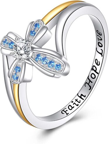 YFN Cross Ring خمر لهجة الفضة الاسترليني مع الله كل الأشياء ممكنة تشيكوسلوفاكيا الفرقة خواتم حجم 6-10 in Kuwait