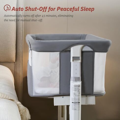 Electric Bassinet for Baby, 3 Speeds Automatic Rocking Bassinets with All mesh, 5 Height Adjustment Bedside Crib for Nweborn, 8 Music, Wheels, Light Grey in Kuwait