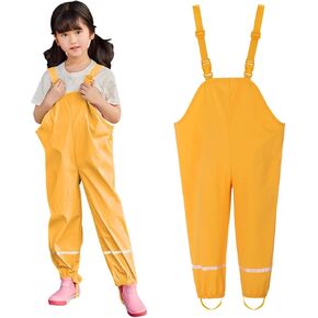 Toddler Boys Girls Waterproof Suspender Rain Pants Dirty Proof Windbreak Rain Bib Insulated Overalls