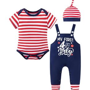 PROMOTED TO BIG SISTER Baby Boy Independence Day My First 4th of July Outfit Set