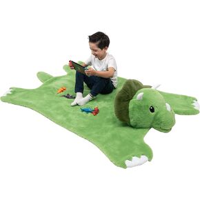 Plush PlushieRugs - Animal Rug for Kids Room, Fluffy Nursery and Fur Kids Rugs for Playroom - Big Large Stuffed Animals Irregular Shaped Rug that Works Great as Woodland Nursery Decor (Dinosaur)