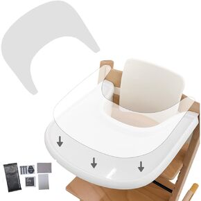 ملصق حلال الشفط متوافق مع Stokke Tripp Trapp Tray Safe Adehisve placemat يحسن الشفط يحافظ على أوعية الشفط ولعب الأطفال المشيم على كرسي الطفل (2 ، شكل درج مع طقم التنظيف)