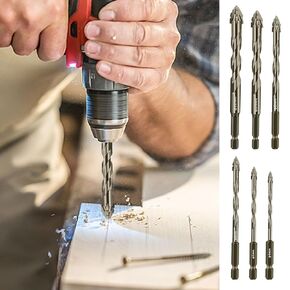6 PCS High Hardness Sawtooth Eccentric Drill Bit (4/5/6/8/10/12), Four Dry Edged Serrated Eccentric Drill Bit
