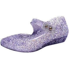 Toddler Girls Princess Jelly Sandals Jellies Flat Clear 𝐒parkle Mary Jane Dance Cosplay Glitter Shoes with Bow