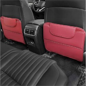 2 PCS Car Seat Kick Mat for Kia Carnival 2022 2023 2024, Leather Rear Seat Anti-Kick Mat Pad Back Seat Protector Prevent Dirt Mud and Scratch Interior Accessories,B/Black