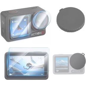Tempered Glass Film Set for Osmo Action 5 Pro -1 Silicone Lens Protection Cover + 6 Tempered Glass Films Protection Waterproof Dustproof