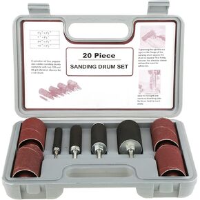 20-Piece Spindle Sanding Drum Kit with Case – Premium Sander Tools for Drill Press & Power Tools