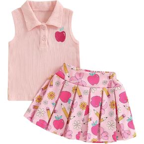 Toddler Girl Golf Skirts Set Golf Clubs Short Sleeve Polo Shirt Hole in Mini Skirts 2Pcs Summer Kids Outfits Clothes