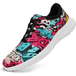 Graffiti Abstract Print Golf Shoes for Men Women Waterproof Sports Sneakers Spikeless Sole Lightweight Breathable No-Slip Walking Shoes